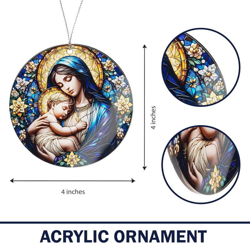 NELXI Christian Christmas Ornament 2025, Religious Christmas Ornaments, Virgin Mary and Baby Jesus Ornament, Holy Mother and Child Ornament, Catholic Faith Gift, Blessed Mary Tree Decor - Image 4
